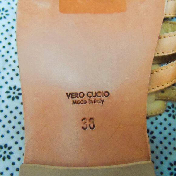 Vero Cuoio- Light Brown Genuine Leather Sandals made  in Italy  Sz.8. NEW - Picture 4 of 5